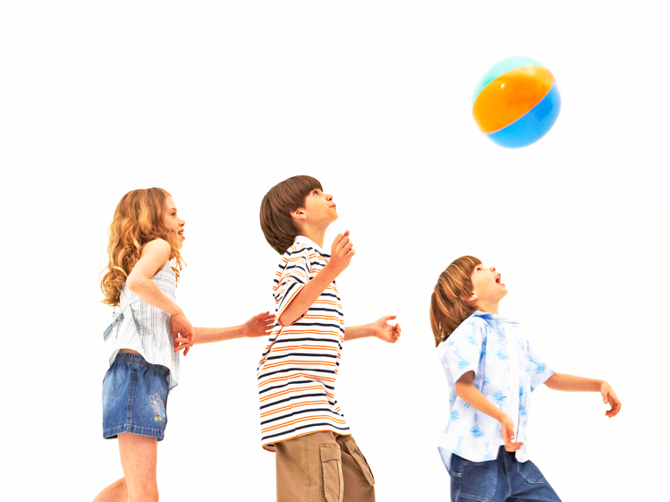 Kids playing with a beach ball